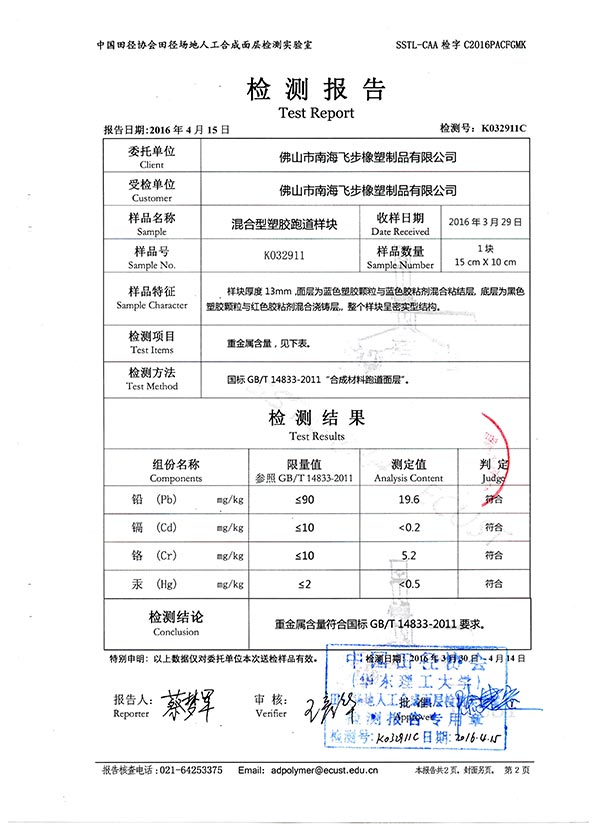 Hybrid plastic track harmful substances